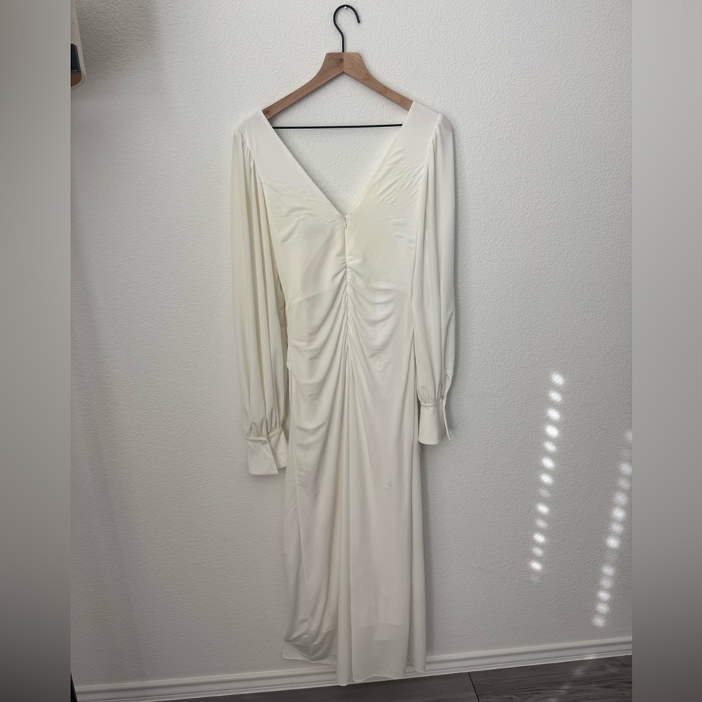 Self Portrait Ivory Jersey Twist Pleated Dress - 4 - Picture 8 of 13